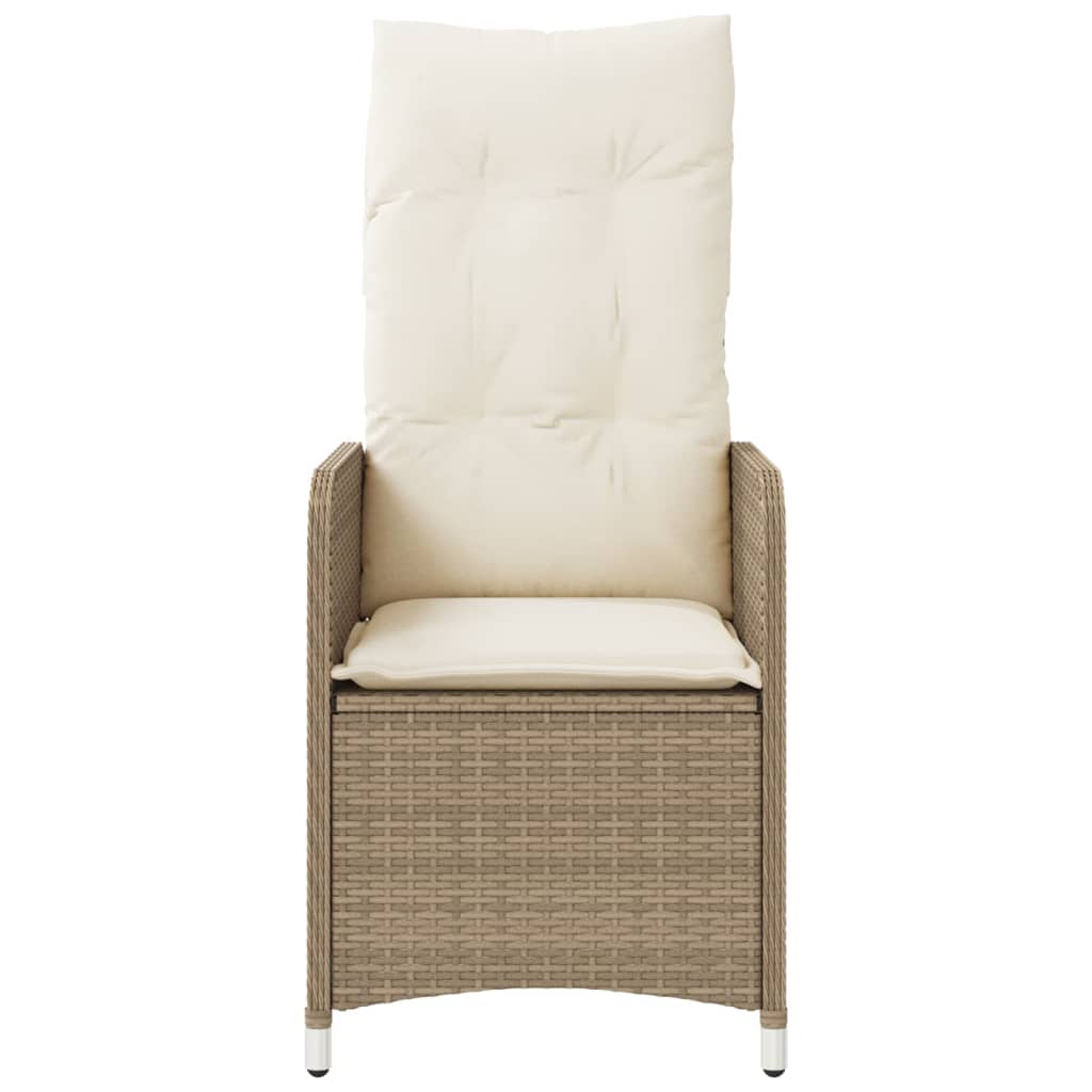 vidaXL Gartensessel mit Kissen 2 Stk. Verstellbar Beige Poly Rattan