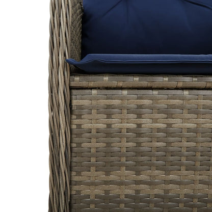 vidaXL Gartenstühle Verstellbar 2 Stk. mit Kissen Grau Poly Rattan