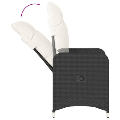 vidaXL Outdoor-Lehnstühle 2 Stk. mit Tisch Schwarz Poly-Rattan