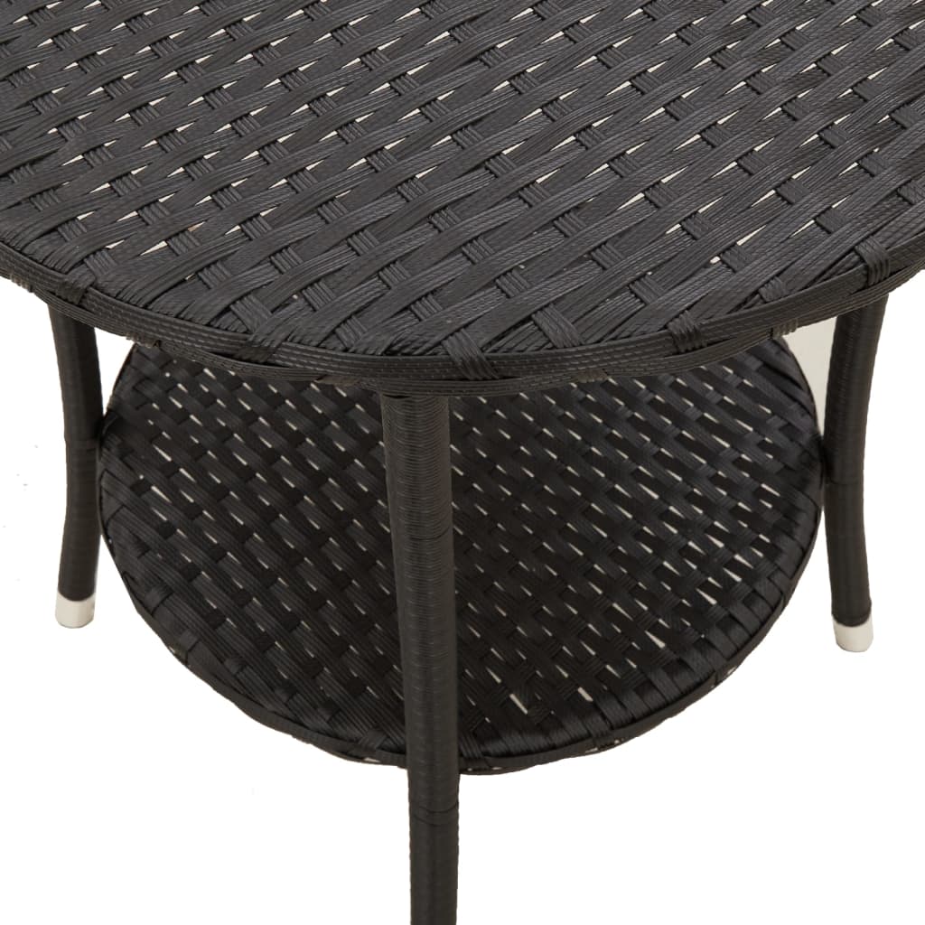 vidaXL Outdoor-Lehnstühle 2 Stk. mit Tisch Schwarz Poly-Rattan
