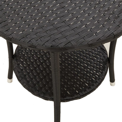 vidaXL Outdoor-Lehnstühle 2 Stk. mit Tisch Schwarz Poly-Rattan
