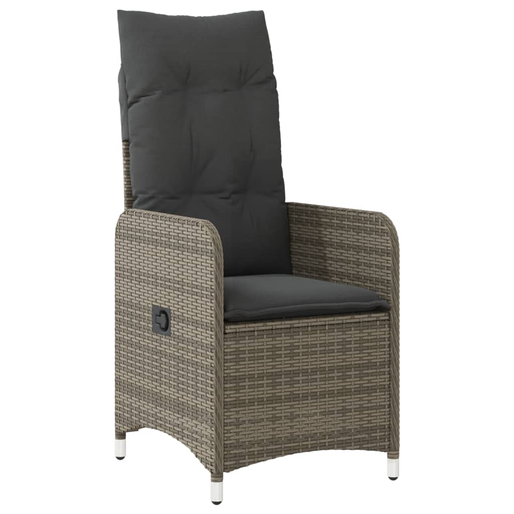 vidaXL Outdoor-Lehnstühle 2 Stk. mit Tisch Grau Poly Rattan