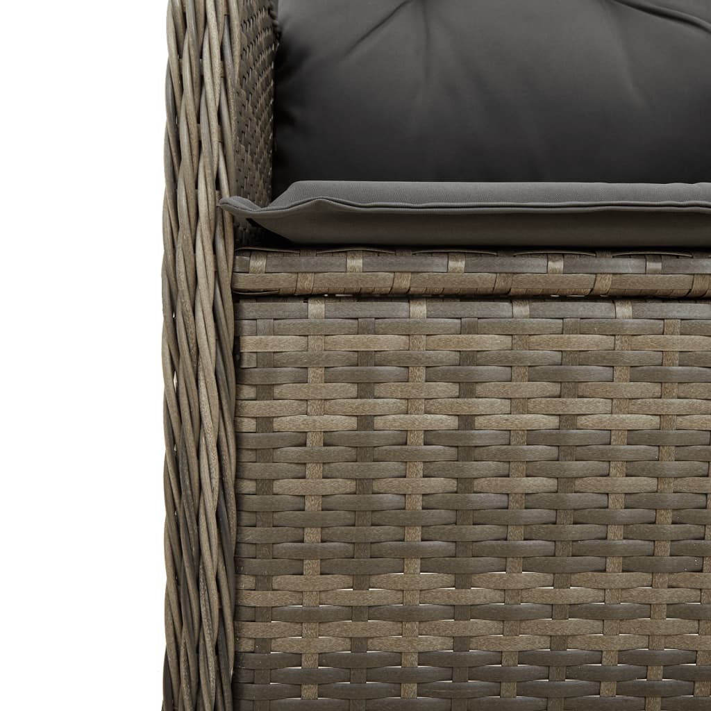 vidaXL Outdoor-Lehnstühle 2 Stk. mit Tisch Grau Poly Rattan