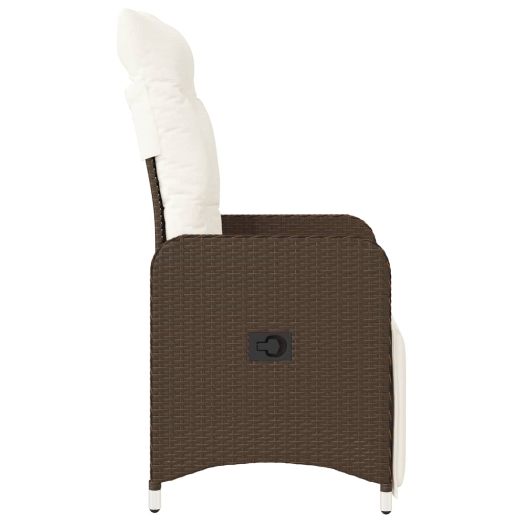 vidaXL Gartensessel Verstellbar mit Kissen Braun Poly Rattan