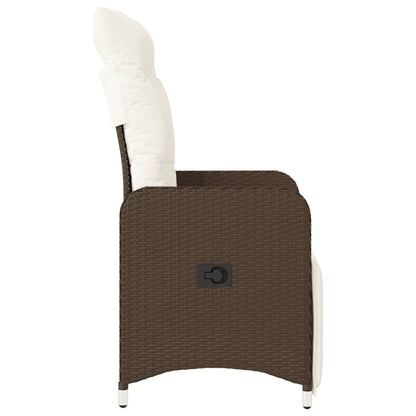 vidaXL Gartensessel Verstellbar mit Kissen Braun Poly Rattan