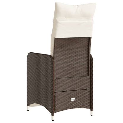 vidaXL Gartensessel Verstellbar mit Kissen Braun Poly Rattan