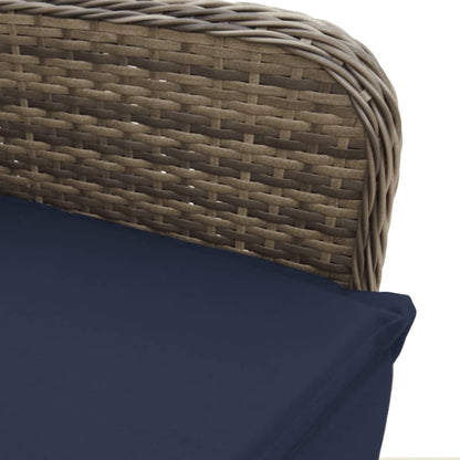 vidaXL Gartenstühle Verstellbar 2 Stk. mit Kissen Grau Poly Rattan