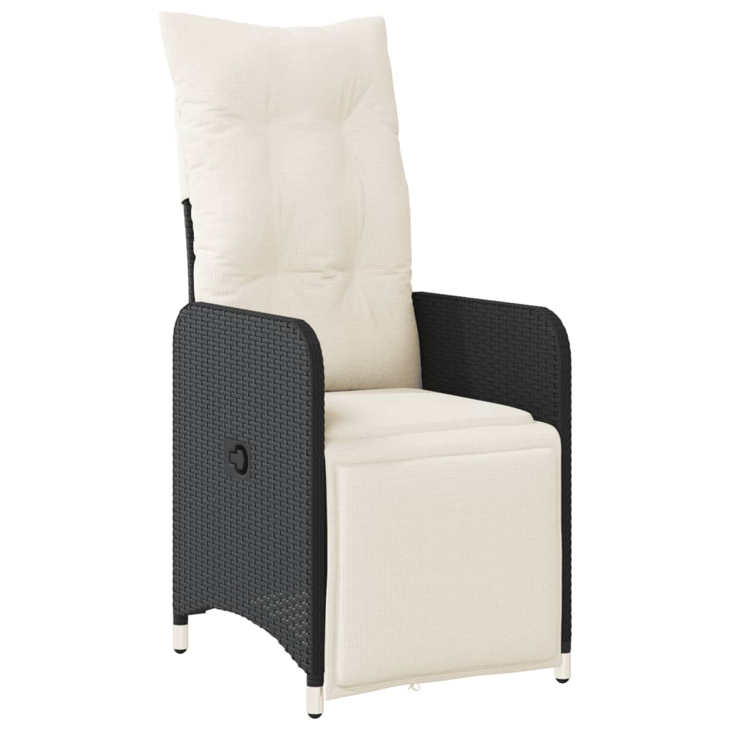 vidaXL Outdoor-Lehnstühle 2 Stk. mit Tisch Schwarz Poly-Rattan