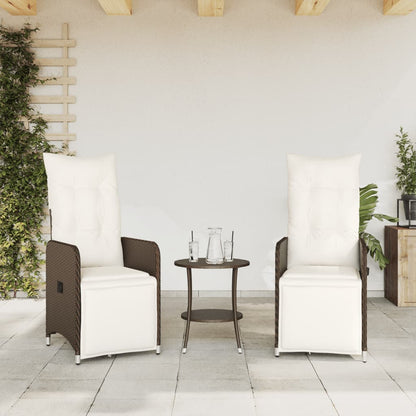 vidaXL Outdoor-Lehnstühle 2 Stk. mit Tisch Braun Poly Rattan