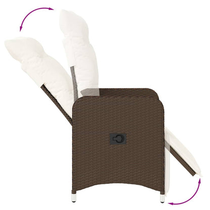 vidaXL Outdoor-Lehnstühle 2 Stk. mit Tisch Braun Poly Rattan