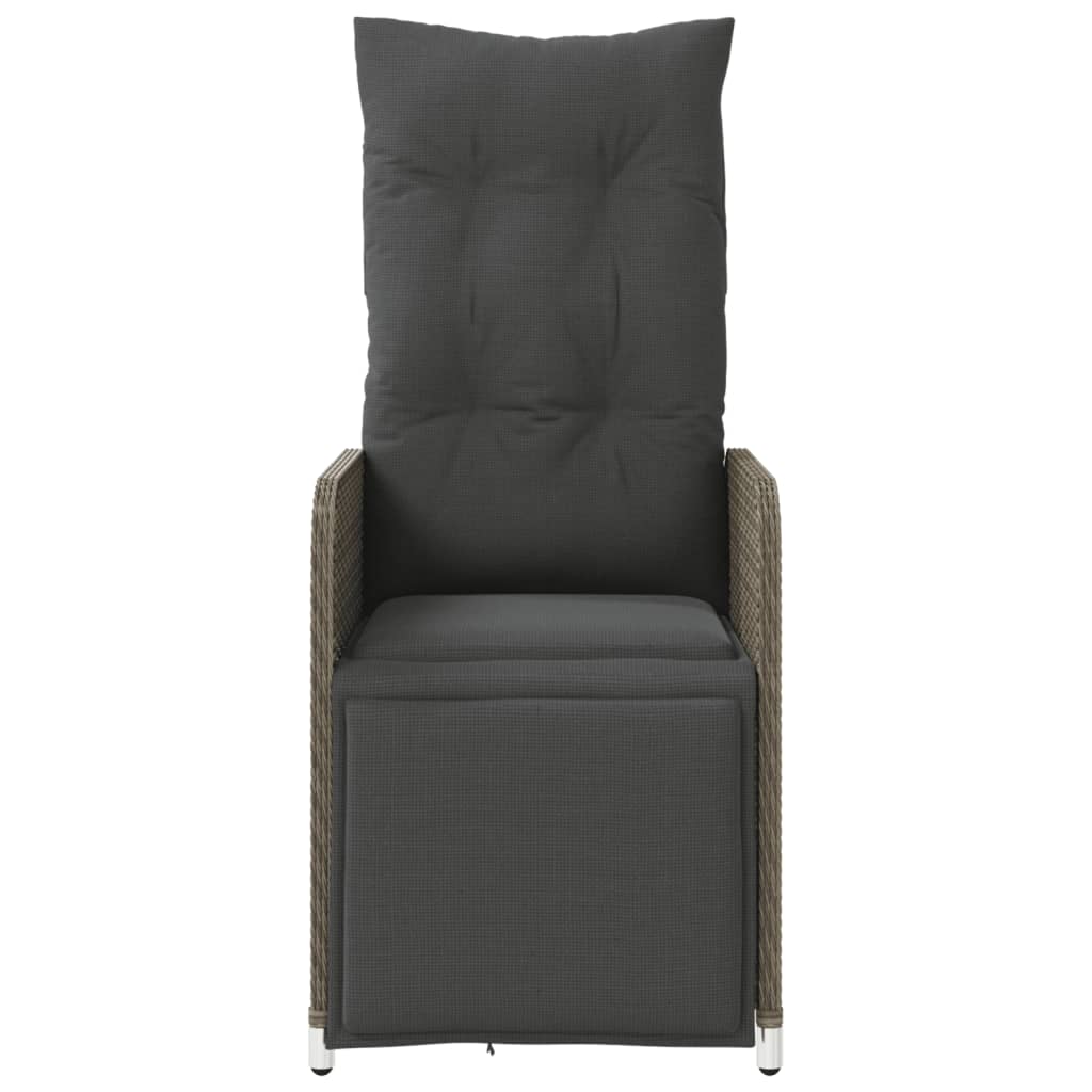 vidaXL Outdoor-Lehnstühle 2 Stk. mit Tisch Grau Poly Rattan