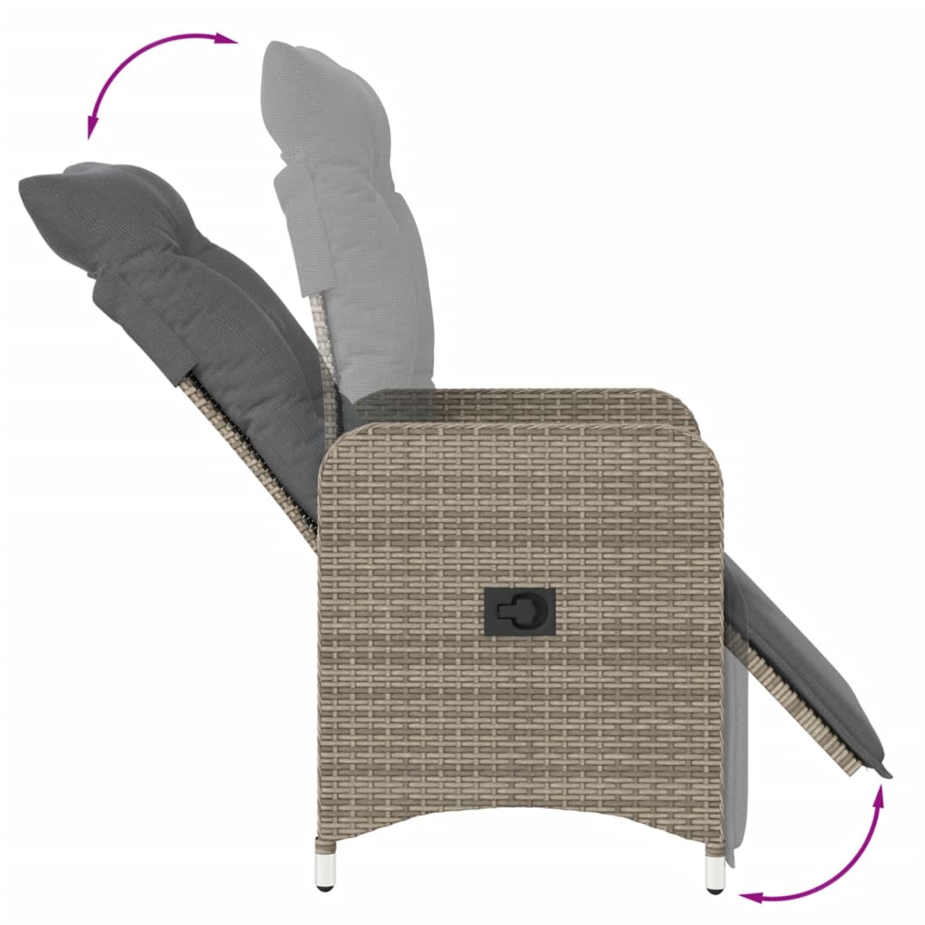 vidaXL Outdoor-Lehnstühle 2 Stk. mit Tisch Grau Poly Rattan
