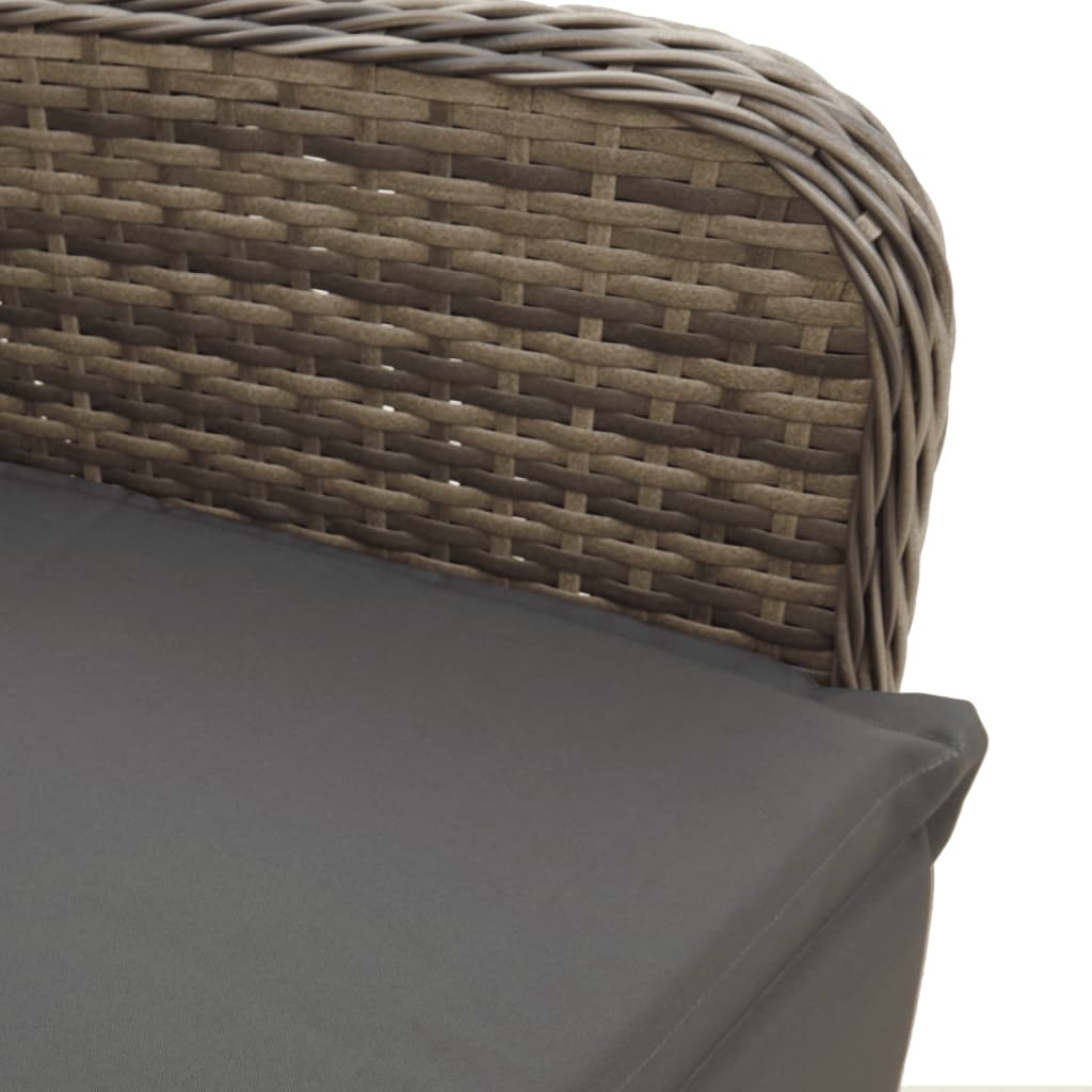 vidaXL Outdoor-Lehnstühle 2 Stk. mit Tisch Grau Poly Rattan