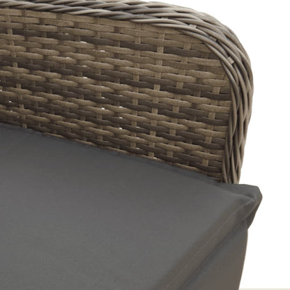 vidaXL Outdoor-Lehnstühle 2 Stk. mit Tisch Grau Poly Rattan