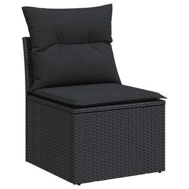 vidaXL Canapé de jardin sans accoudoirs avec coussins Noir Résine tressée