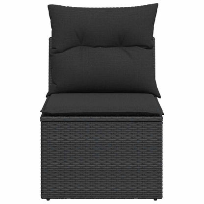 vidaXL Canapé de jardin sans accoudoirs avec coussins Noir Résine tressée