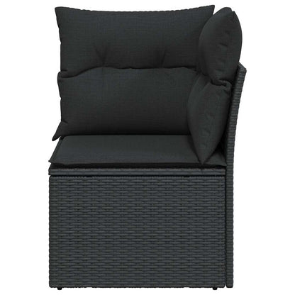vidaXL Coin de canapé de jardin avec coussins Noir Résine tressée