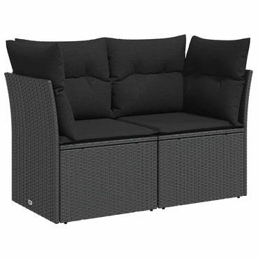 vidaXL Canapé de jardin 2 places avec coussins résine tressée noir
