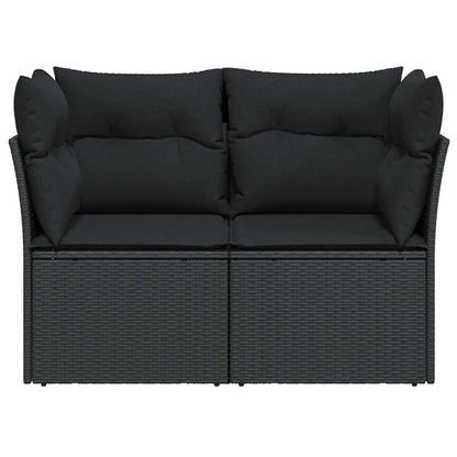 vidaXL Canapé de jardin 2 places avec coussins résine tressée noir
