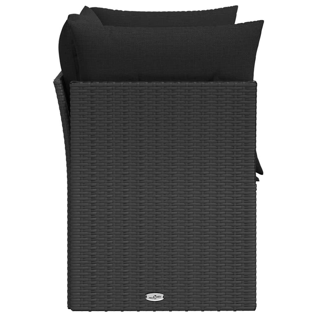 vidaXL Canapé de jardin 2 places avec coussins résine tressée noir