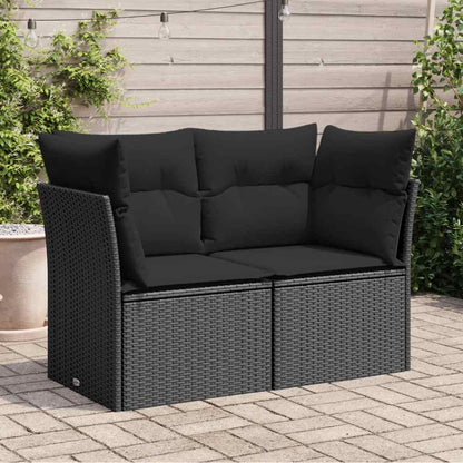 vidaXL Canapé de jardin 2 places avec coussins résine tressée noir