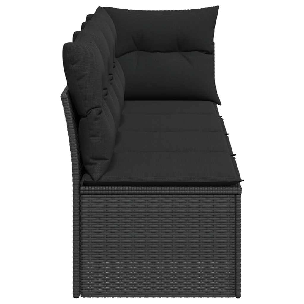 vidaXL Canapé de jardin 4 places avec coussins en résine tressée noir