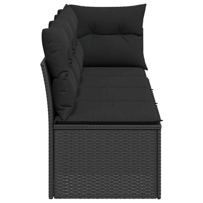 vidaXL Canapé de jardin 4 places avec coussins en résine tressée noir