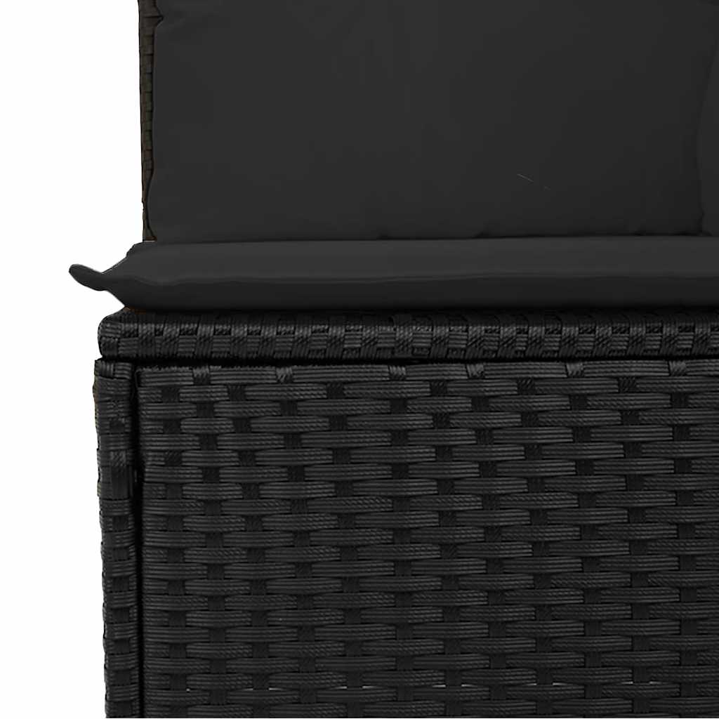 vidaXL Canapé de jardin 4 places avec coussins en résine tressée noir