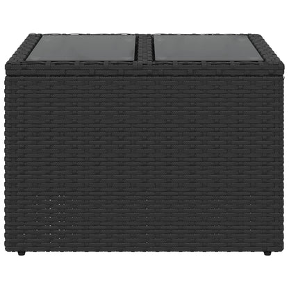 vidaXL Table de jardin avec plateau en verre Noir 55 x 55 x 37 cm Résine tressée