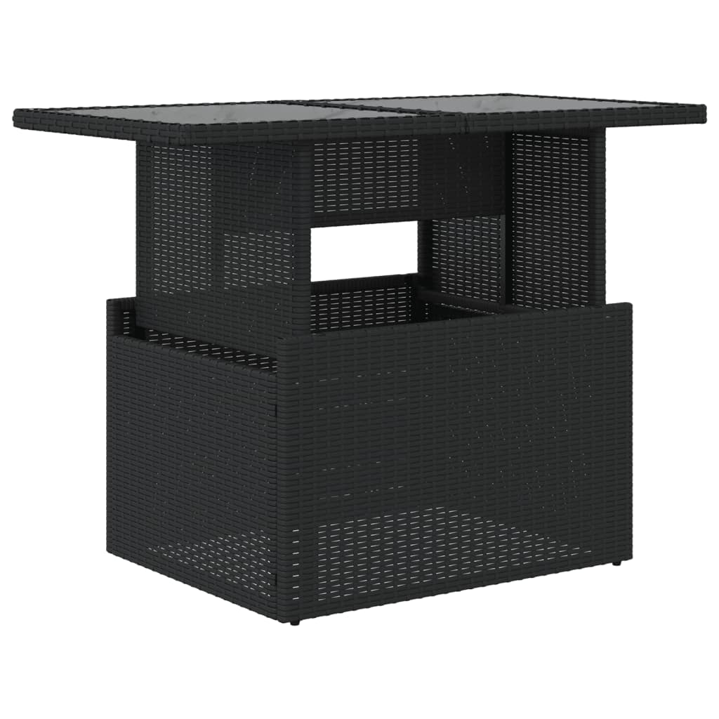 vidaXL Gartentisch mit Glasplatte Schwarz 100x55x73 cm Poly Rattan