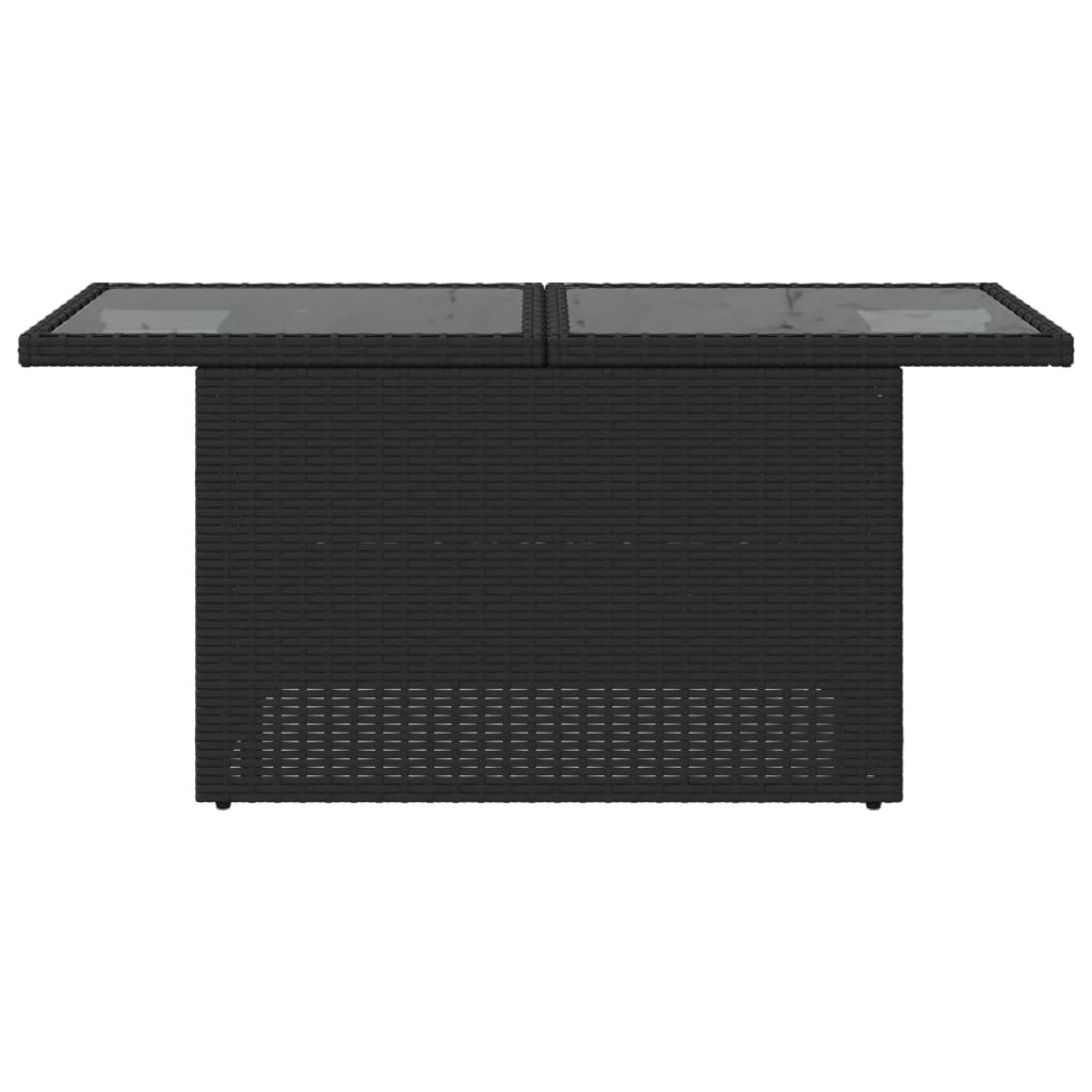 vidaXL Gartentisch mit Glasplatte Schwarz 100x55x73 cm Poly Rattan