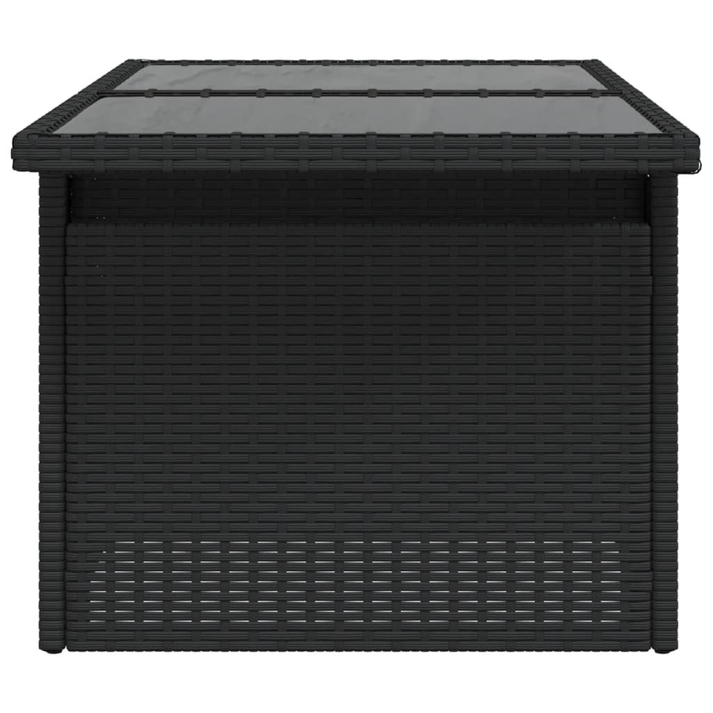 vidaXL Gartentisch mit Glasplatte Schwarz 100x55x73 cm Poly Rattan