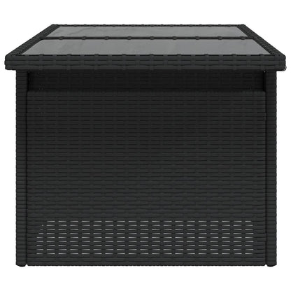 vidaXL Gartentisch mit Glasplatte Schwarz 100x55x73 cm Poly Rattan