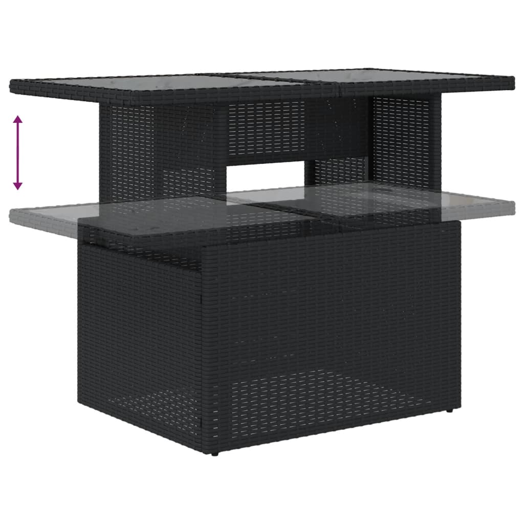 vidaXL Gartentisch mit Glasplatte Schwarz 100x55x73 cm Poly Rattan