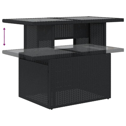 vidaXL Gartentisch mit Glasplatte Schwarz 100x55x73 cm Poly Rattan
