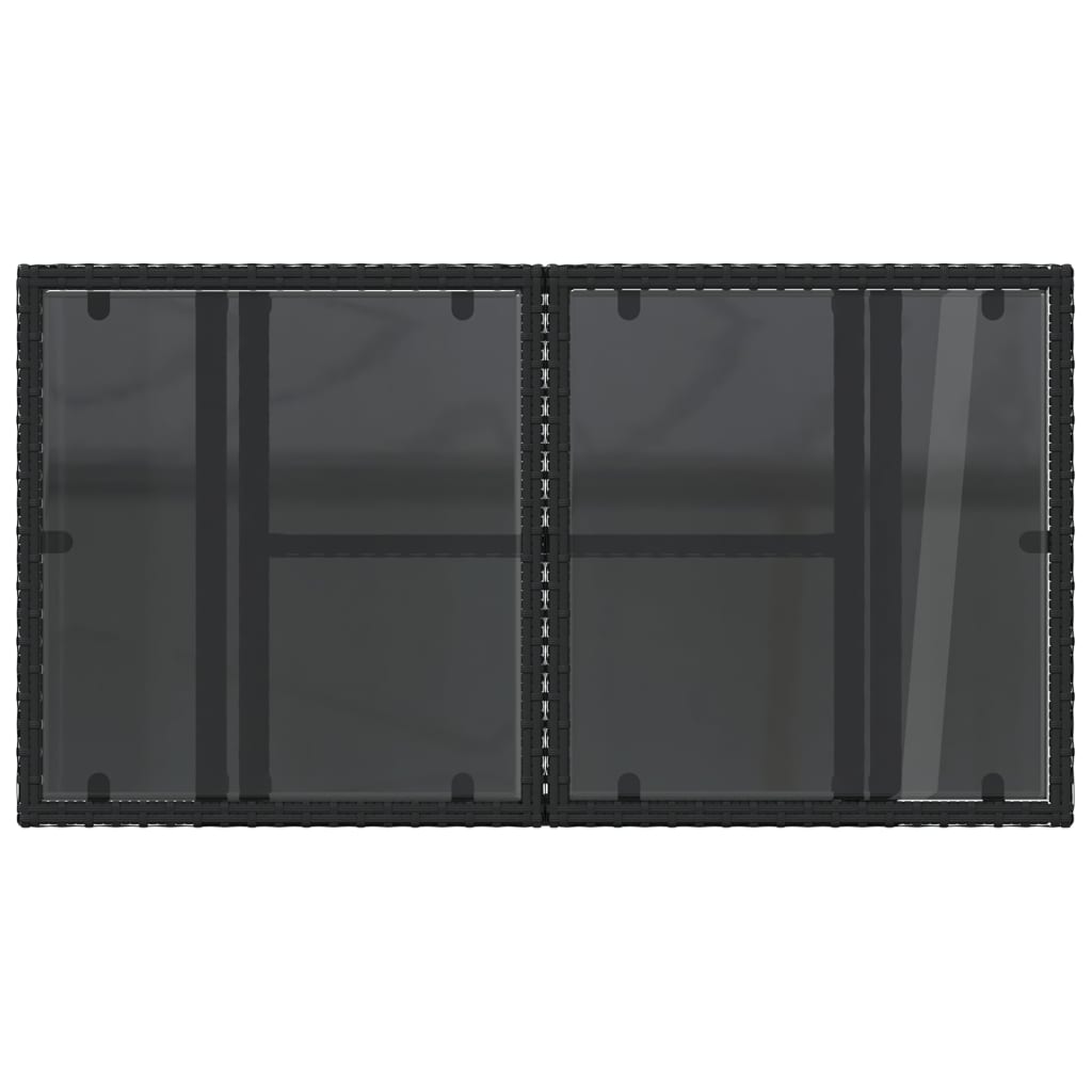 vidaXL Gartentisch mit Glasplatte Schwarz 100x55x73 cm Poly Rattan