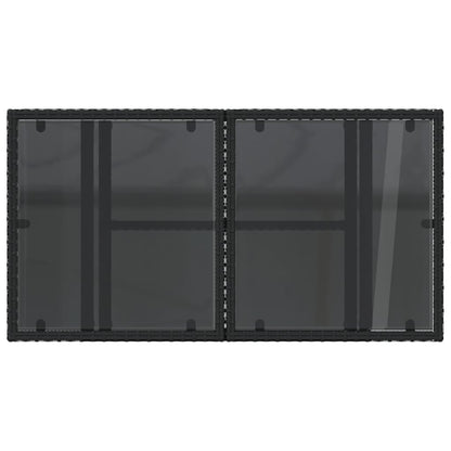 vidaXL Gartentisch mit Glasplatte Schwarz 100x55x73 cm Poly Rattan