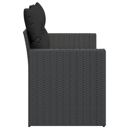 vidaXL Gartensofa mit Kissen 2-Sitzer Schwarz Poly Rattan