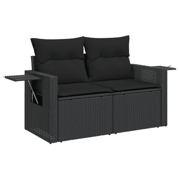 vidaXL Canapé de jardin 2 places avec coussins résine tressée noir