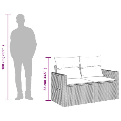 vidaXL Canapé de jardin 2 places avec coussins résine tressée noir
