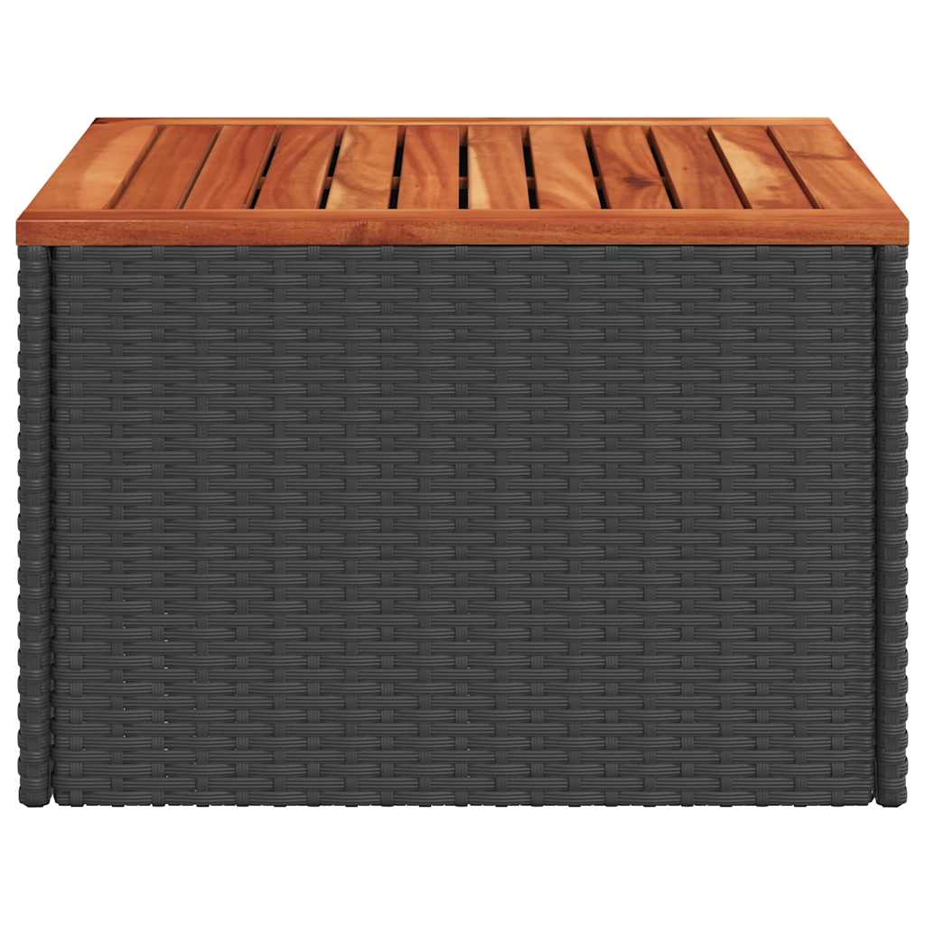 vidaXL Gartentisch Schwarz 55 x 55 x 37 cm Poly Rattan und Akazienholz