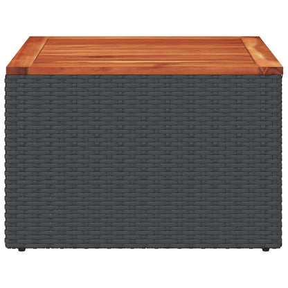vidaXL Gartentisch Schwarz 55 x 55 x 37 cm Poly Rattan und Akazienholz