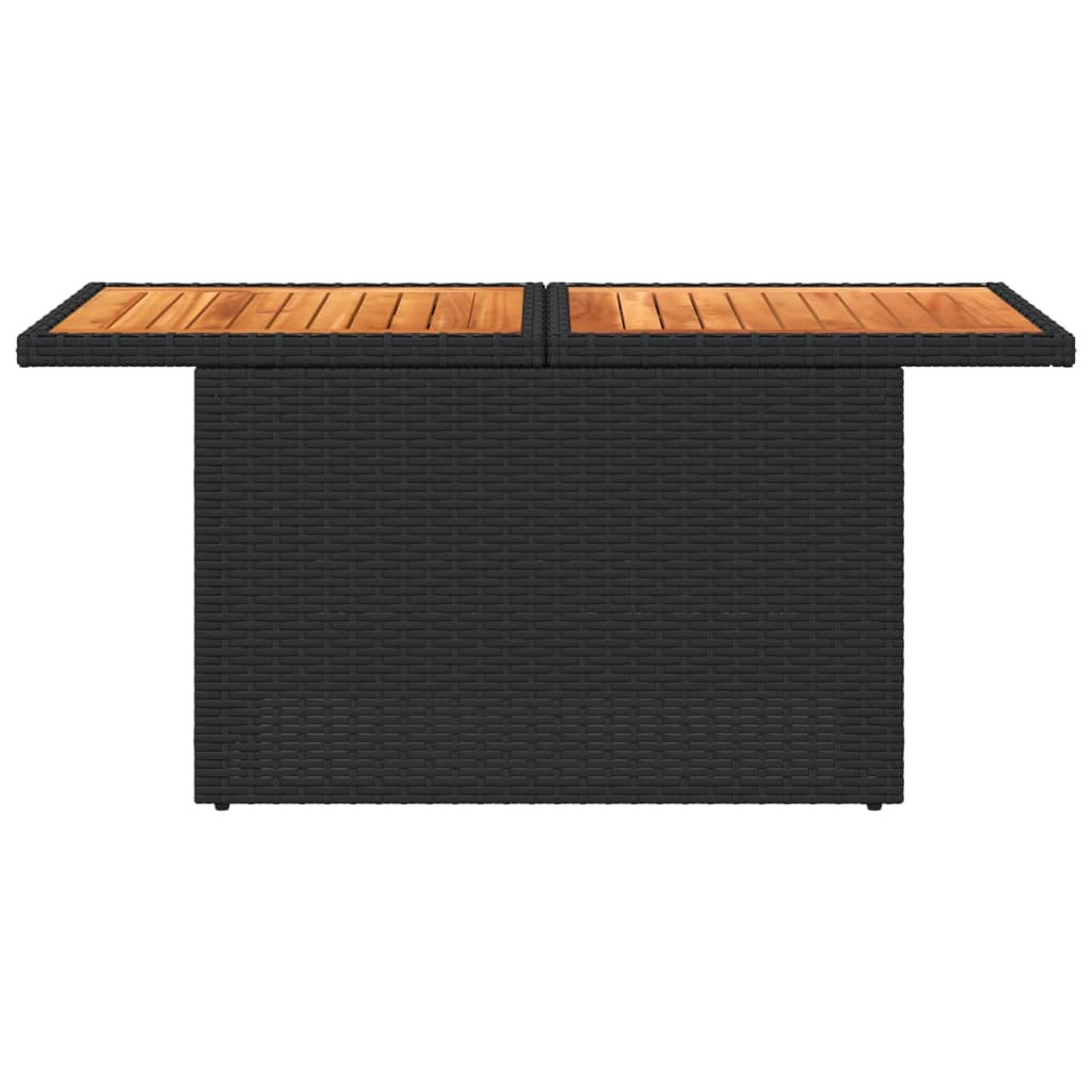 vidaXL Gartentisch Schwarz 100x55x73 cm Poly Rattan und Akazienholz