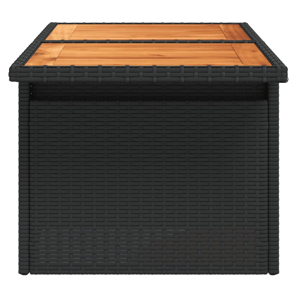 vidaXL Gartentisch Schwarz 100x55x73 cm Poly Rattan und Akazienholz