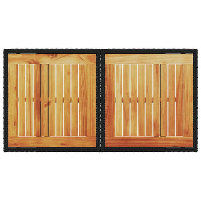 vidaXL Gartentisch Schwarz 100x55x73 cm Poly Rattan und Akazienholz