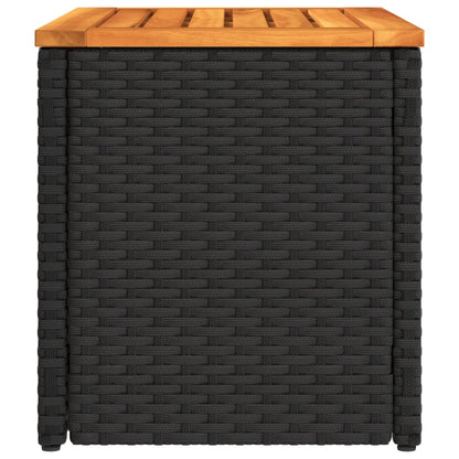vidaXL Garten-Beistelltische 2 Stk Schwarz 55x34x37cm Poly Rattan Holz