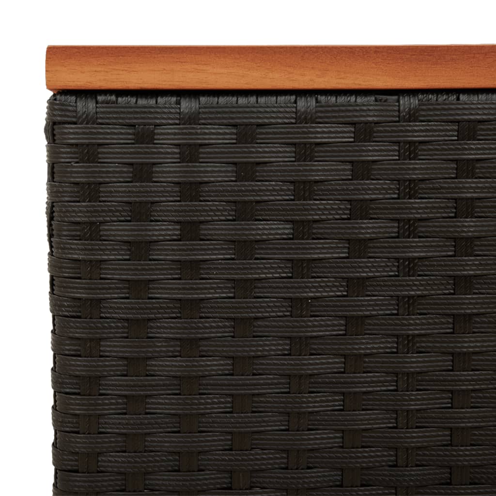 vidaXL Garten-Beistelltische 2 Stk Schwarz 55x34x37cm Poly Rattan Holz