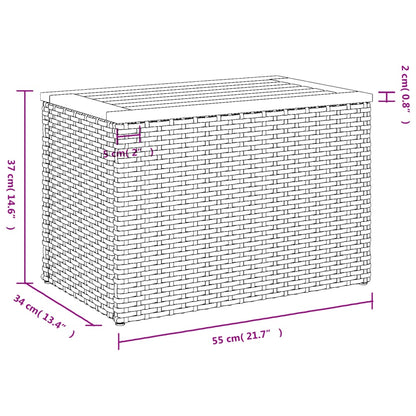 vidaXL Garten-Beistelltische 2 Stk Schwarz 55x34x37cm Poly Rattan Holz