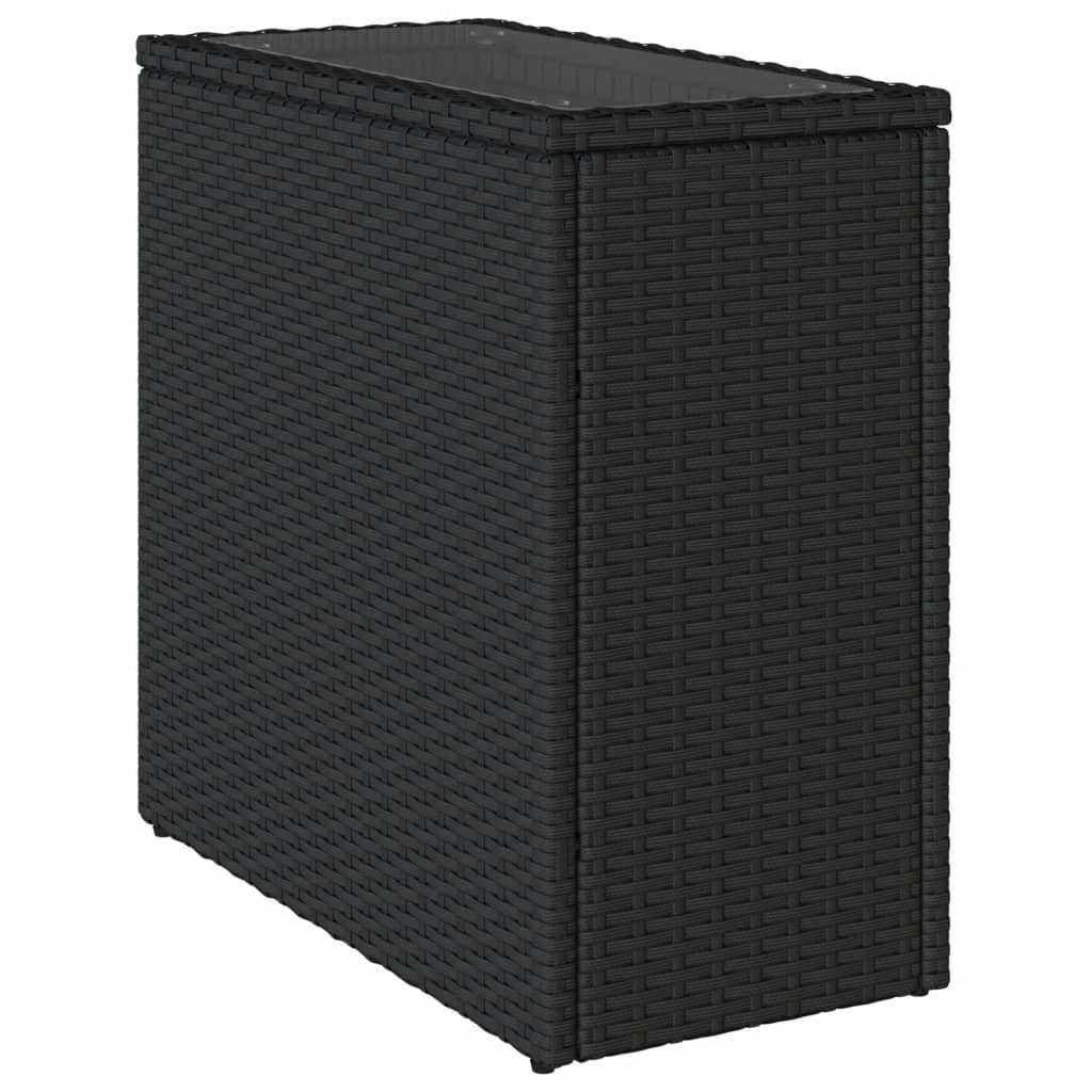 vidaXL Table d'appoint de jardin avec plateau en verre Noir 58x27,5x55cm Résine tressée