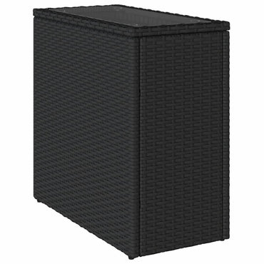 vidaXL Table d'appoint de jardin avec plateau en verre Noir 58x27,5x55cm Résine tressée